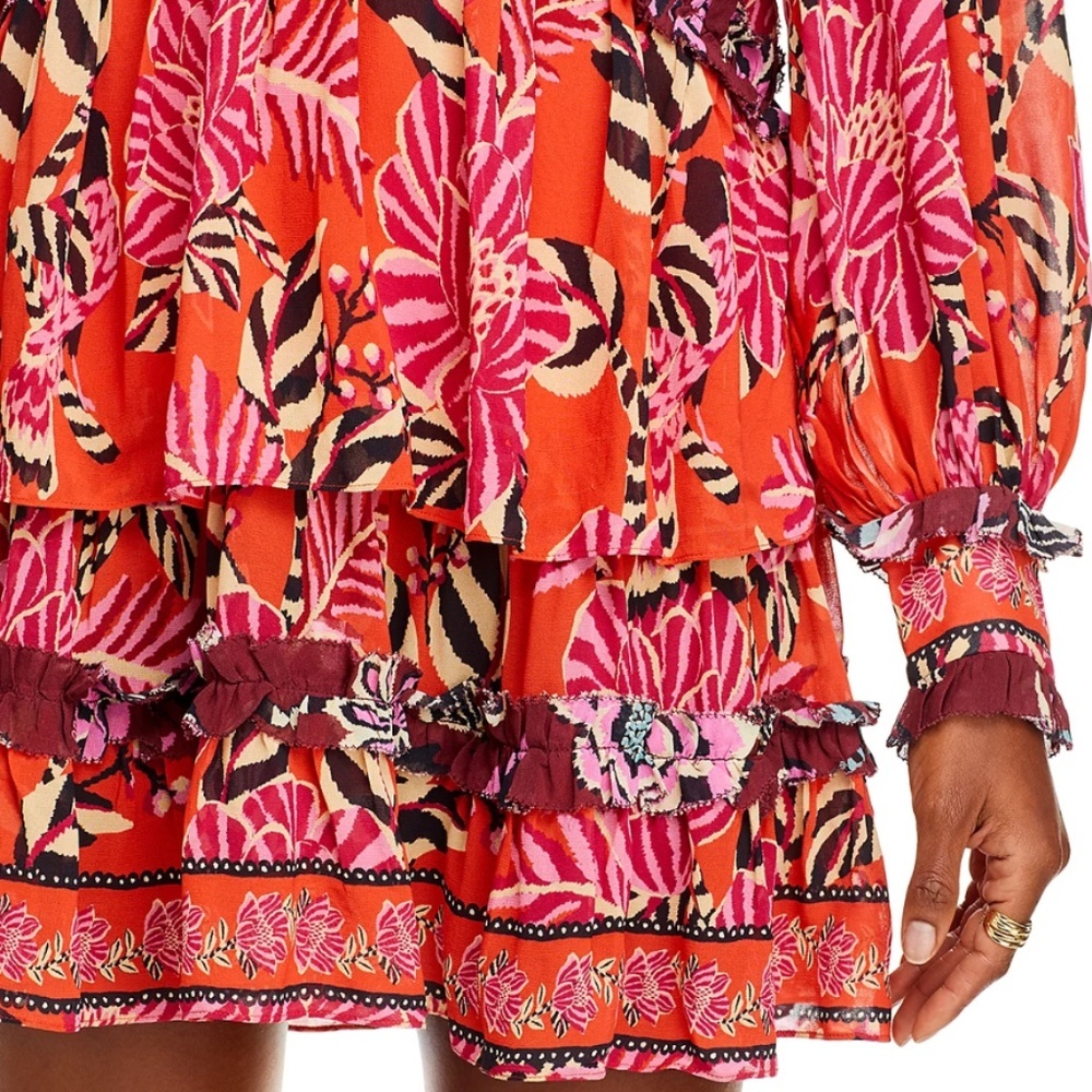 NWT | FARM Rio Rio Ruffled Tiered Mini Dress | Size XL - Picture 7 of 8